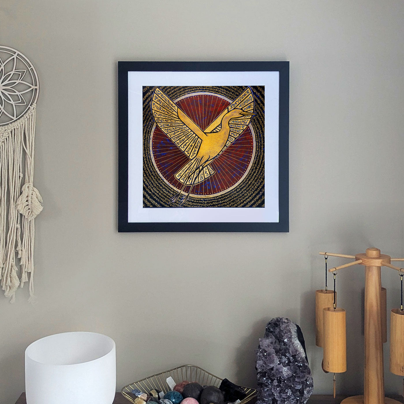 Framed Print of The Crane – Angelic Frequencies of Grace and Empowerment